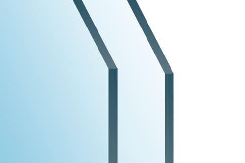 An image of a glass window with a blue edge.